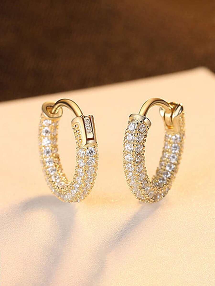 1 Paar luxuriöser modischer, zierlicher 925er Sterlingsilber Schmuck, vintage chic Mikro-Pavé Zirkonia Creolen für Frauen zur Party oder für den täglichen Gebrauch