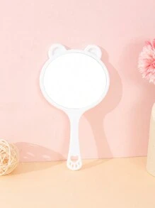 1 pezzo Specchio da trucco portatile creativo con maniglia a forma di orso e gatto, specchio regalo portatile stile coreano per ragazze per il dormitorio degli studenti specchio trucco, specchietti - Multicolore - Visualizzare 6