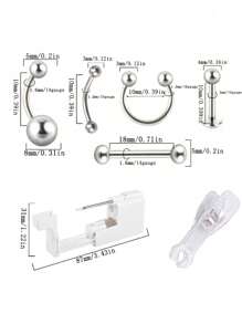 1 Set Professional Body Piercing Tool Kit: Nipple, Navel, Tongue, Eyebrow, Lip, Nose Piercing Gun, Easy To Use - Multicolor - View 2