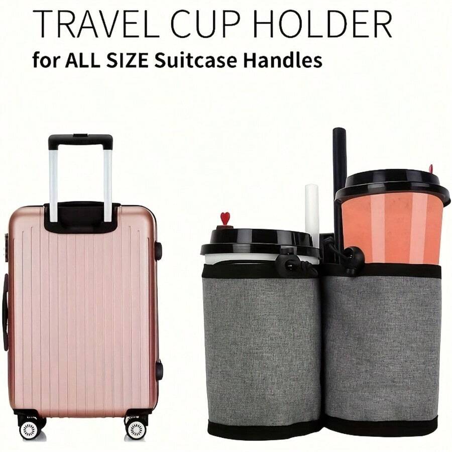 1 pieza Soporte ajustable para taza de equipaje, accesorio de viaje portátil, de tela, portavasos reutilizable para asa de equipaje, diseño de fácil sujeción, se adapta a la mayoría de tamaños de tazas, organizador conveniente para decoración del hogar de otoño, para bolsa de almacenamiento de viaje, bolsa de maquillaje, bolsa de cosméticos, organizador de vacaciones, organizador de maquillaje de gran capacidad, estuche de maquillaje, para lápiz labial, brochas, cuidado de la piel, teléfono móvil, monedas, artículos pequeños, para uso doméstico, regalo, vacaciones y festivales de Halloween, Navidad, uso multifuncional - Multicolor - Ver 1