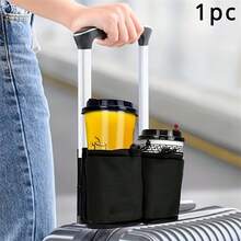 1 pieza Soporte ajustable para taza de equipaje, accesorio de viaje portátil, de tela, portavasos reutilizable para asa de equipaje, diseño de fácil sujeción, se adapta a la mayoría de tamaños de tazas, organizador conveniente para decoración del hogar de otoño, para bolsa de almacenamiento de viaje, bolsa de maquillaje, bolsa de cosméticos, organizador de vacaciones, organizador de maquillaje de gran capacidad, estuche de maquillaje, para lápiz labial, brochas, cuidado de la piel, teléfono móvil, monedas, artículos pequeños, para uso doméstico, regalo, vacaciones y festivales de Halloween, Navidad, uso multifuncional - Multicolor - Ver 3
