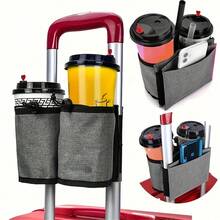 1 pieza Soporte ajustable para taza de equipaje, accesorio de viaje portátil, de tela, portavasos reutilizable para asa de equipaje, diseño de fácil sujeción, se adapta a la mayoría de tamaños de tazas, organizador conveniente para decoración del hogar de otoño, para bolsa de almacenamiento de viaje, bolsa de maquillaje, bolsa de cosméticos, organizador de vacaciones, organizador de maquillaje de gran capacidad, estuche de maquillaje, para lápiz labial, brochas, cuidado de la piel, teléfono móvil, monedas, artículos pequeños, para uso doméstico, regalo, vacaciones y festivales de Halloween, Navidad, uso multifuncional - Multicolor - Ver 4