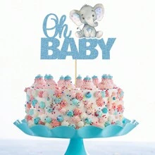 1 件大象 Oh Baby 蛋糕装饰 闪光丛林动物主题 Oh Baby 大象蛋糕装饰品 用于揭示性别 婴儿洗礼生日派对用品 蛋糕装饰 蛋糕装饰 蛋糕装饰 蛋糕装饰工具 - 彩色 - 查看 4