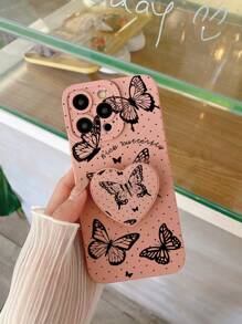 1 件简约黑点、蝴蝶和字母防指纹磨砂手机壳，适用于 Apple/Redmi/VIVO/Infinix/OPPO/Reno - 粉色 - 查看 4