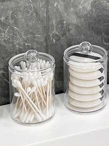 1 件带盖塑料清洁棉签盒,防尘储物罐,透明化妆品收纳盒桌面收纳盒,化妆定制配件适用于清洁棉签、珠宝、粉扑、卸妆棉线房间装饰、浴室收纳架、淋浴配件,返校季,学生女士,美容化妆,适用于假日海滩,浴室收藏,卧室收藏,大容量 - 透明 - 查看 10