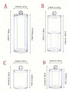 1 件带盖塑料清洁棉签盒,防尘储物罐,透明化妆品收纳盒桌面收纳盒,化妆定制配件适用于清洁棉签、珠宝、粉扑、卸妆棉线房间装饰、浴室收纳架、淋浴配件,返校季,学生女士,美容化妆,适用于假日海滩,浴室收藏,卧室收藏,大容量 - 透明 - 查看 6