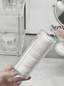 1 件带盖塑料清洁棉签盒,防尘储物罐,透明化妆品收纳盒桌面收纳盒,化妆定制配件适用于清洁棉签、珠宝、粉扑、卸妆棉线房间装饰、浴室收纳架、淋浴配件,返校季,学生女士,美容化妆,适用于假日海滩,浴室收藏,卧室收藏,大容量 - 透明 - 查看 8