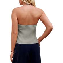 BZB Womens Summer Halter Vest Tops Going Out Backless Waistcoat Y2k Tank Sleeveless Shirts With Pockets - Grey - View 4