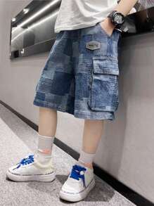 Tween Boy Summer 2024 New Style Children's Casual Denim Shorts , Lightweight Section