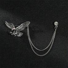 1 peça Broche em forma de ave de rapina feroz (morcego, lobo, águia) em estilo retrô dourado/prateado para terno masculino