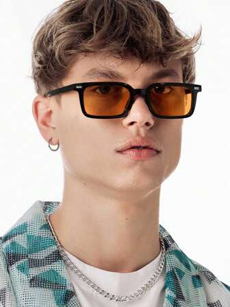1/2/3 PCS Men's Acrylic Casual Rectangle Fashion Black Sunglasses For Vacation Outing For Summer Beach Vacation,Outdoor,Travel