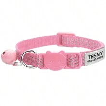 Personalized Solid Color Nylon Cat Collar - Adjustable Fitting With Quick-Release Buckle And Jingle Bell - Custom Pet ID Tag Pendant Accessory - Multicolor - View 8