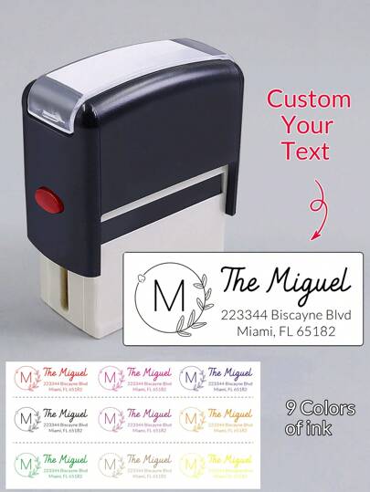 1 pieza Sello de dirección personalizado con texto, útiles escolares, sello de tinta personalizado, sello de goma personalizable, se puede personalizar el sello de dirección de devolución, múltiples fuentes y colores disponibles, adecuado para aniversario, cumpleaños, inauguración de la casa, graduación, regalo único ideal para hombres, mujeres, familia, amigos, colegas, trabajadores de oficina