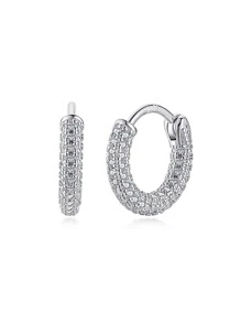 1 Paar luxuriöser modischer, zierlicher 925er Sterlingsilber Schmuck, vintage chic Mikro-Pavé Zirkonia Creolen für Frauen zur Party oder für den täglichen Gebrauch