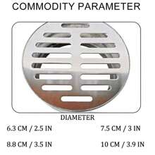 不锈钢银色圆形地漏盖，直径6、8、9、10厘米，带过滤网，适用于浴室、厨房和卫生间，防异味浴室配件，浴室工具 - 銀色 - 查看 6
