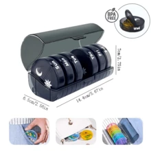 Pill Box 14-Cell 7 Day Dispenser 2 Times A Day Portable Travel Pill Box, Pill Case - Multicolor - View 12