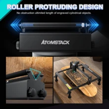Humtus ATOMSTACK Laser Engraver Rotary Roller,  Y-Axis Rotary Engraving Module For Cylindrical Objects, Bottles, 360° Rotation With 8 Adjustable Angles For Versatile Engraving Sizes - 旋轉滾筒黑色 - 查看 4