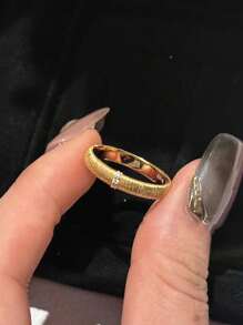 1pc French-Style Retro Ring With Drawbench Craftsmanship, Italian Vintage Design, Wide/Narrow Version, Golden Color, Open-Ended, Adjustable, Suitable For Women's Daily Wear