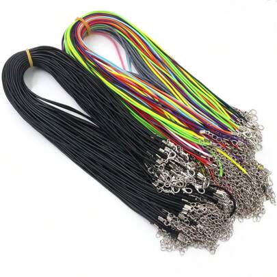 20-100pcs 45+5cm Handmade PU Leather Cords Waxed Rope With Lobster Clasp DIY Necklace Jewelry Making Accessories Findings