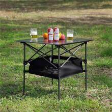 1-Piece Folding Outdoor Table With Carrying Bag,Lightweight Aluminum Roll-Up Square Table For Indoor, Outdoor Camping, Picnics, Beach,Backyard, BBQ, Party, Patio, 27.56X27.56X27.56in, Black - màu đen - Xem 3