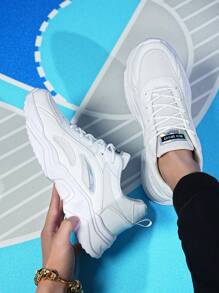 Scarpe sportive casual da uomo, Sneakers Chunky con suola spessa - Bianco - Visualizzare 2