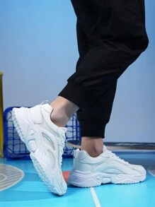 Scarpe sportive casual da uomo, Sneakers Chunky con suola spessa - Bianco - Visualizzare 5