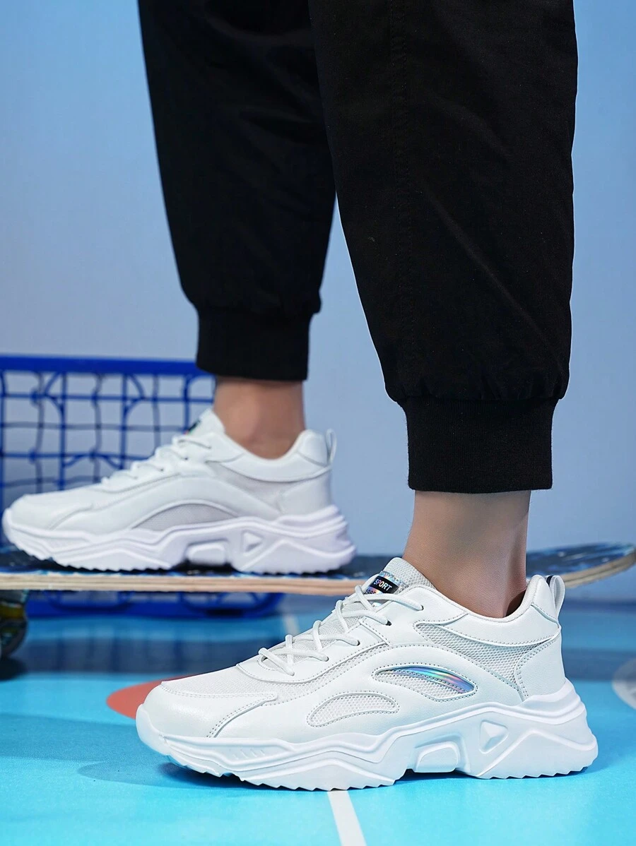 Scarpe sportive casual da uomo, Sneakers Chunky con suola spessa - Bianco - Visualizzare 1