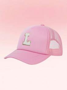 1pc Kids' 26-Letter Alphabet Pattern Trucker Cap, Fashionable And Versatile Casual Hat, Suitable For Girls' Back To School Daily Wear