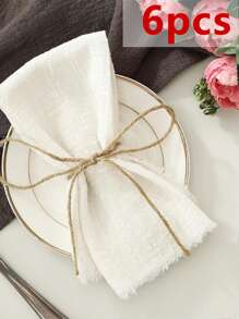 6/12pcs Minimalist Fresh Linen Napkins, Skin-Friendly Absorbent, Suitable For Party, Wedding, Restaurant, Dining Table Decor, Breathable & Lightweight