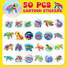 50入組卡通海龜塗鴉貼紙，適用於個性化吉他、筆記本、行李箱、電腦、摩托車、滑板等 - 彩色 - 查看 7