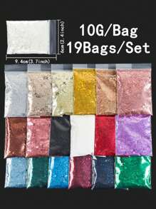 10克混合色六边形粗闪粉，适用于凝胶指甲油、环氧树脂和其他DIY美甲配件 - 彩色 - 查看 30