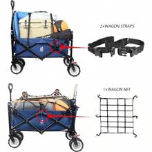 Collapsible Heavy Duty Beach Wagon Cart Outdoor Folding Utility Camping Garden Beach Cart With Universal Wheels Adjustable Handle Shopping (Blue)