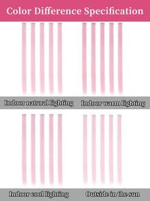 5片粉色夹式接发，20英寸长直发，夹式合成材质，适合万圣节角色扮演、装扮、时尚派对、圣诞节、新年等场合，可作为女性礼物，也可用于圣诞节、新年狂欢节、音乐节等场合（粉色）。