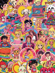 50入組美式復古防水PVC卡通萬聖節裝飾貼紙，適用於筆記本電腦、水瓶、手機、吉他、滑板板DIY貼花 - 彩色 - 查看 1