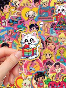 50入組美式復古防水PVC卡通萬聖節裝飾貼紙，適用於筆記本電腦、水瓶、手機、吉他、滑板板DIY貼花 - 彩色 - 查看 5