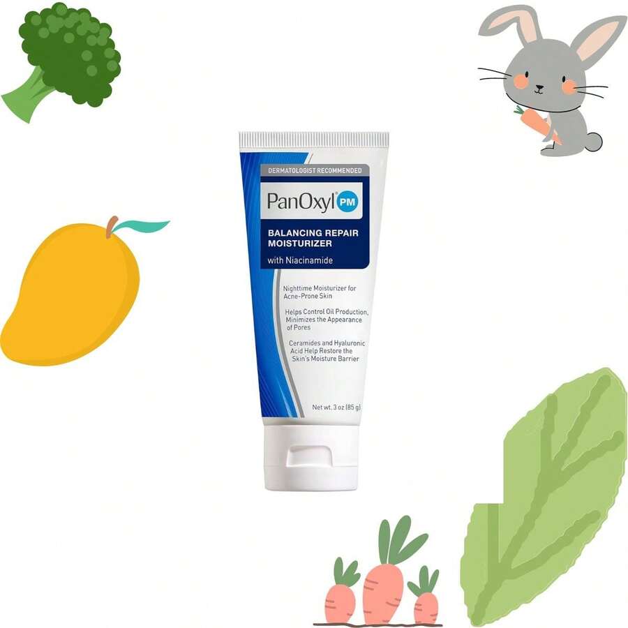 PanOxyl PM Balancing Repair Moisturizer 85g/3oz, With Niacinamide, Ceramides And Cica, Hydrating Face Moisturizer, Acne Prone Skin And Dry Skin, Non-Comedogenic Night Face Moisturizer - Blue - View 1