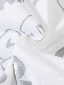 新生兒男寶寶白色汽車印花簡約風格連袖爬衣 - 白色 - 查看 7