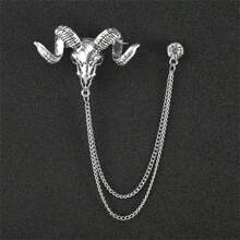 1 peça Broche em forma de ave de rapina feroz (morcego, lobo, águia) em estilo retrô dourado/prateado para terno masculino