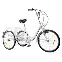 Tricycle For Adults 24 Inch 6 Speed 3 Wheels Bicycle White Tricycle With Basket For Adults Elderly - White - View 1