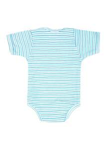 Short Sleeve Striped Ribbed Baby Bodysuit (RN/S/M/L) - 淺藍色 - 查看 2