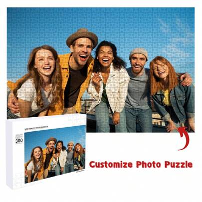 1Pc Customized Wooden Photo And Text Puzzle, Multi Photo Photos Art Puzzle Decoration,DIY Personalized Photos, Create Personalized Photo Puzzles For Couples, Families, Weddings, Christmas, Valentine's Day, Mother's Day, Father's Day, Anniversaries, Birthday Parties, And Party Gifts, Personalized Decoration, Puzzle Custom Gift, Personalized Gift,Handmade Personalized Gifts,Exquisite Color Box Packaging