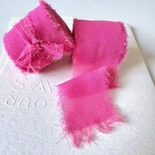 5米 INS 风格手工撕边雪纺丝带，带磨边，4厘米宽，用于婚礼花束、流苏、蝴蝶结和装饰，由欧根纱和真丝面料制成，圣诞节情人节