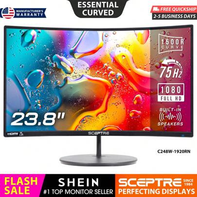 Curved 24" Gaming Monitor 1080p 1920x1080 1500R HDMI-Compatible Built-In Speakers VESA Wall Mount Machine Black (C248W-1920RN Series)