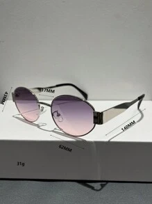 1 Pair Vintage Small Oval Frame Fashion Glasses For Women, Elegant And Suitable For Daily Use Beach Accessories For Women Glasses Shades - Silver - View 5