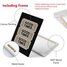 1pc Canvas Wall Art Easy To Hang Art New Style Art Print Poster Retro Good Times Ticket Print Black And White Canvas Wall Art Retro New Style Avant-Garde Girly Decor Living Room Bedroom Gallery (With Frame) - Multicolor - View 6