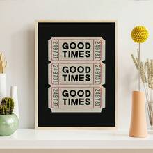 1pc Canvas Wall Art Easy To Hang Art New Style Art Print Poster Retro Good Times Ticket Print Black And White Canvas Wall Art Retro New Style Avant-Garde Girly Decor Living Room Bedroom Gallery (With Frame) - Multicolor - View 2