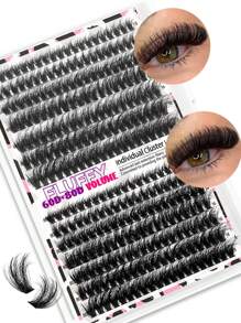 280piezas Grupos de pestañas individuales y esponjosas con mezcla de 2 estilos 60D + 80D D Curl de 10-18mm para crear una apariencia natural, súper suaves y densas. Pestañas postizas individuales y reutilizables extra gruesas, ideales para principiantes en casa, en el camino, para el uso diario, fiestas, festivales de música y Halloween.