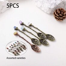 Random Color Natural Crystal Raw Gemstone Mini Spoon Healing Crystal Coffee Spoon Dessert Tea Flatware Home Decor - Crystal Gravel Spoon - View 15