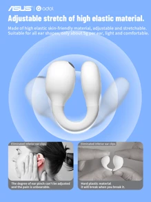 Asus Wireless Clip-On New Style Sports Running Headphones, Long Battery Life, Noise Reduction Headphones, Rotatable And Stress-Relieving - White - View 3