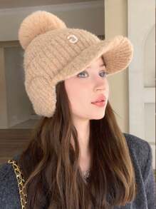 1pc Women's Winter Ear Warmer Plush Hat For Casual Outdoor Activities Like Cycling, Windproof, Thickened, Stylish And Versatile Baseball Cap With Fleece, Suitable For Daily Use - Multicolor - View 17